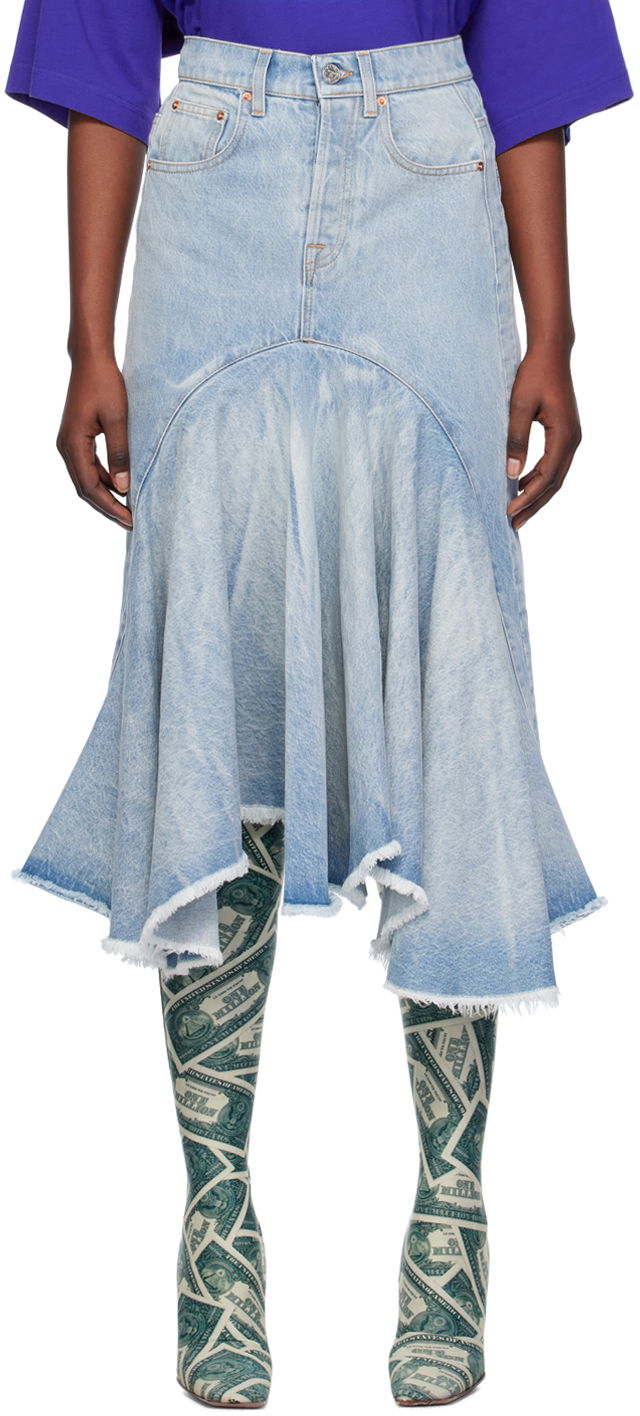Krila VETEMENTS Flared Denim Midi Skirt Modra | WE64SK700N