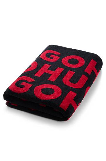 Šala BOSS Logo-Pattern Terry Beach Towel Črna | 50539992, 0