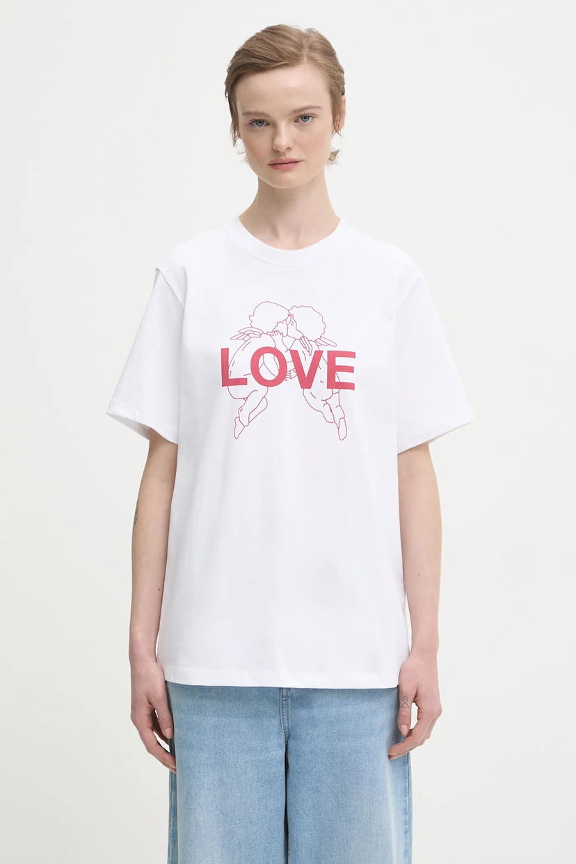 Majica Fiorucci Kissing Angels Love Print Regular T-Shirt Bela | W25FWJTS001CJ01WH03