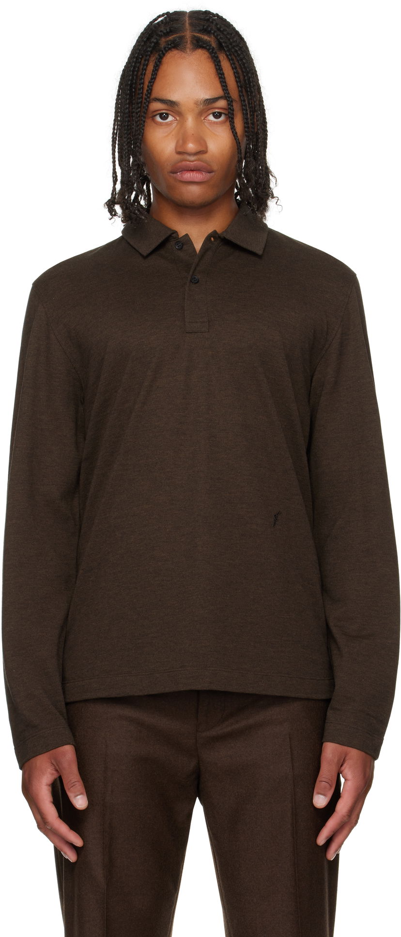 Polo majica FERRAGAMO Ferragamo Long Sleeve Polo Rjava | 786359