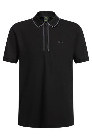 Polo majica BOSS BOSS Stretch Cotton Polo Shirt with Contrast Zipper Črna | 50537489