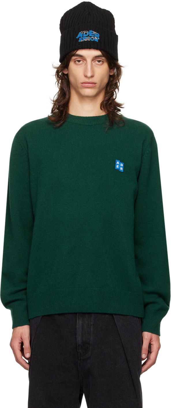 Pleteni pulover ADER ERROR Logo Patch Crewneck Knit Sweater Zelena | BMSGFYKT0101GN