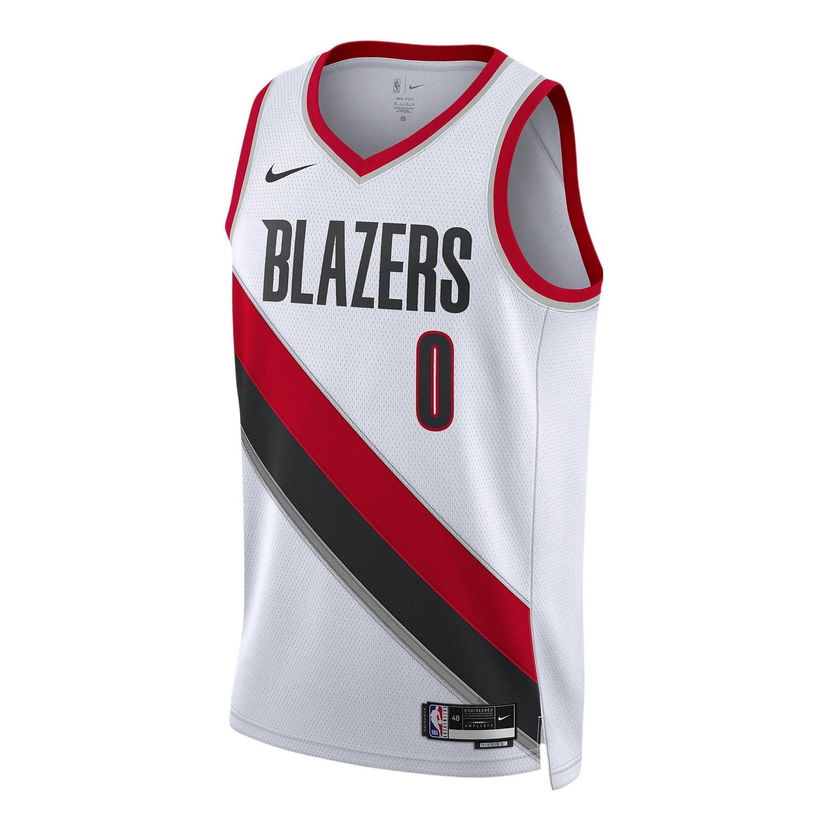 Majica brez rokavov Nike Portland Trail Blazers Damian Lillard Association Edition Swingman Jersey Bela | DN2092-100