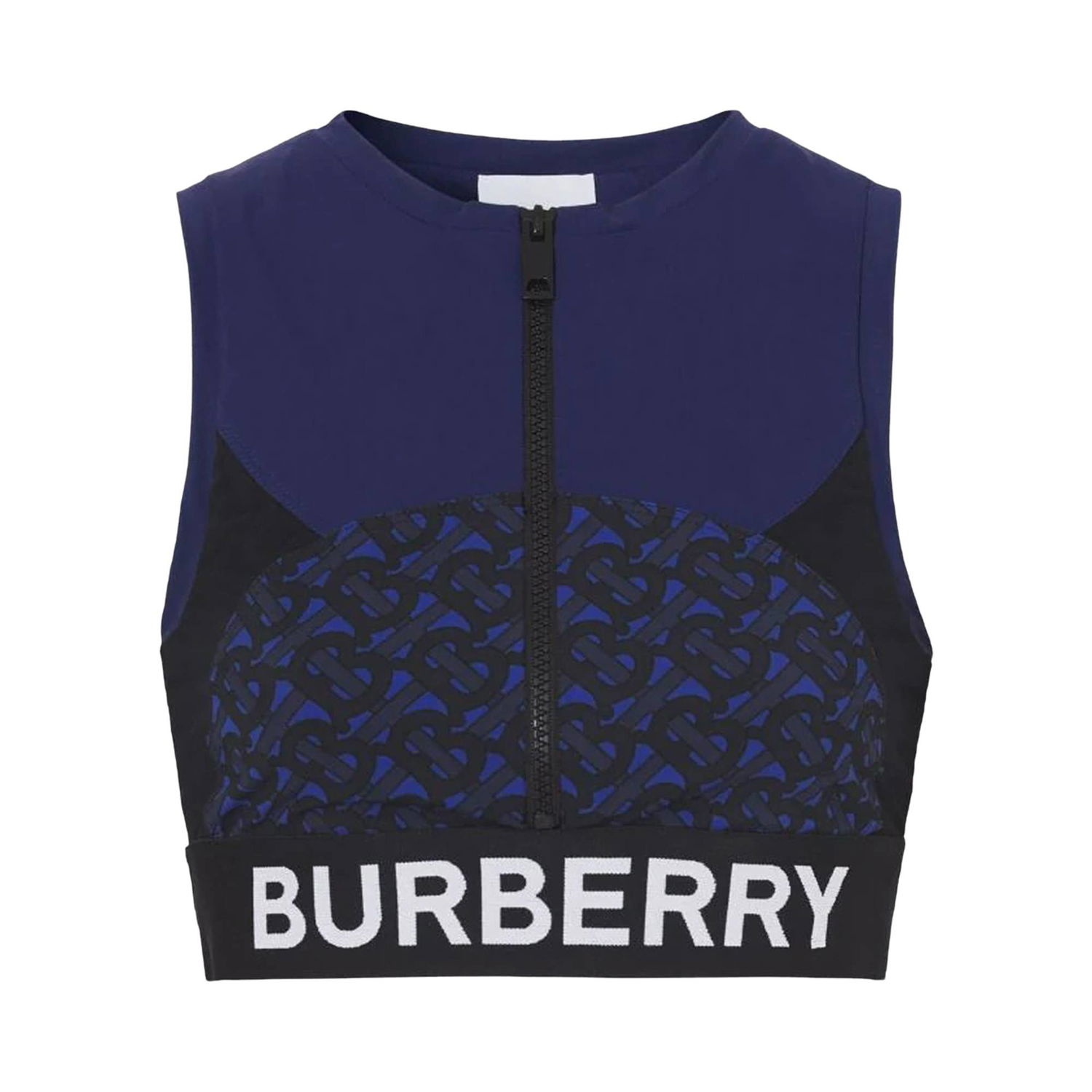 Krop-top Burberry Tb Monogram Print Zipped Crop Top Mornarica | 8047656, 1