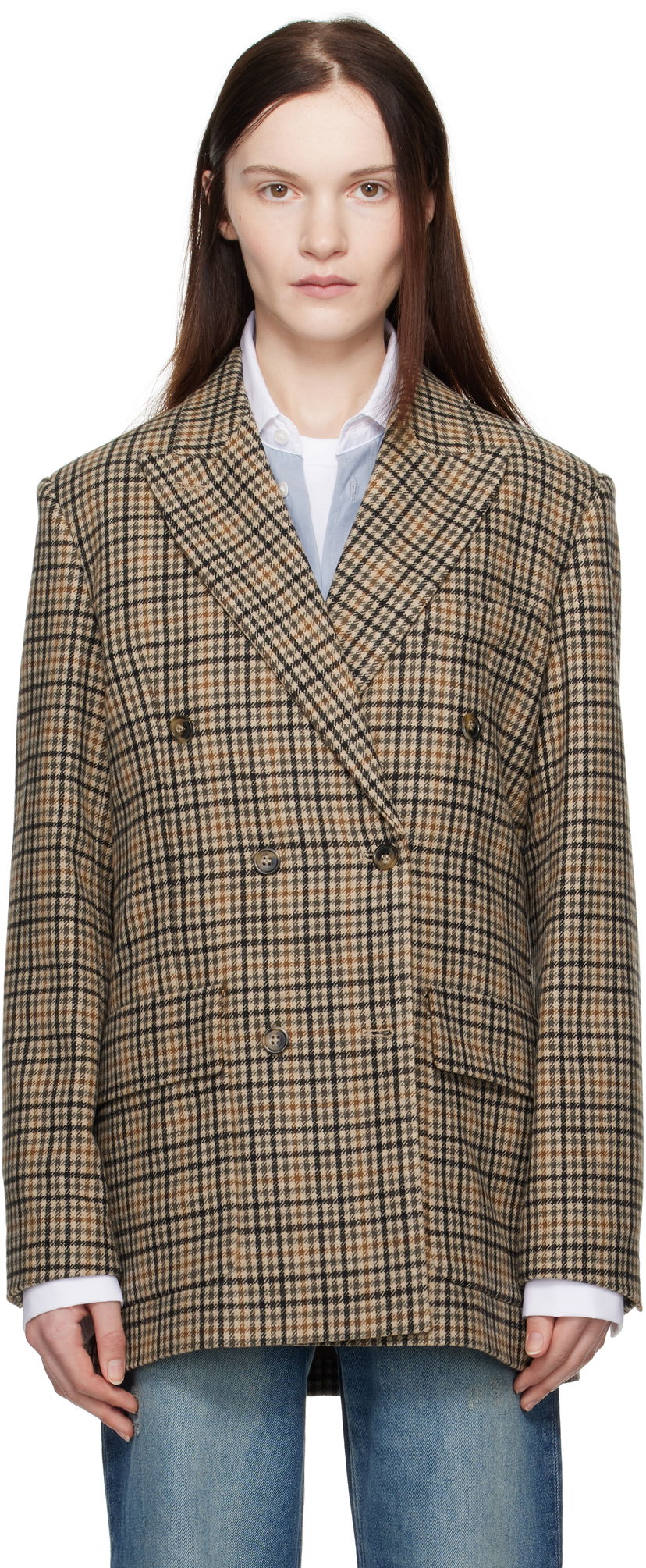 Jakna A.P.C. A.P.C. Anastasia Barbieri Edition Valentina Double-Breasted Blazer Rjava | WOARU-F03229