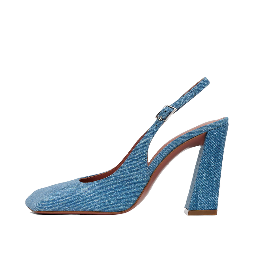 Superge in čevlji Amina Muaddi Sling Suede Heels Modra | CHARLOTTE SLING BLOCK PRINTED