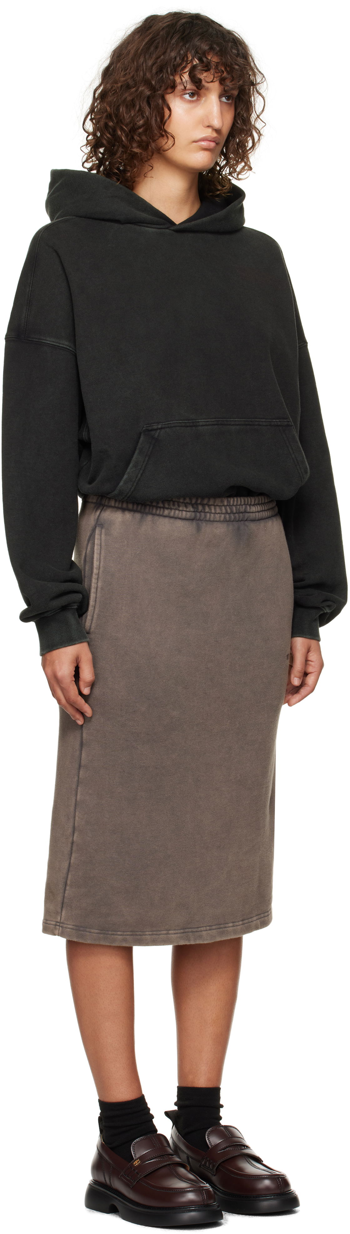 Krila We11done We11Done Layered Hoodie Dress Rjava | WD-TO3-24-851-W-BK, 1