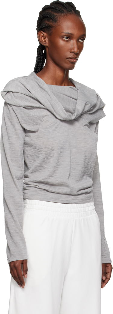 Majica Maison Margiela MM6 Maison Margiela Wool Jersey Cowl Neck Long Sleeve Top Črna | S52NH0031 M20124, 4