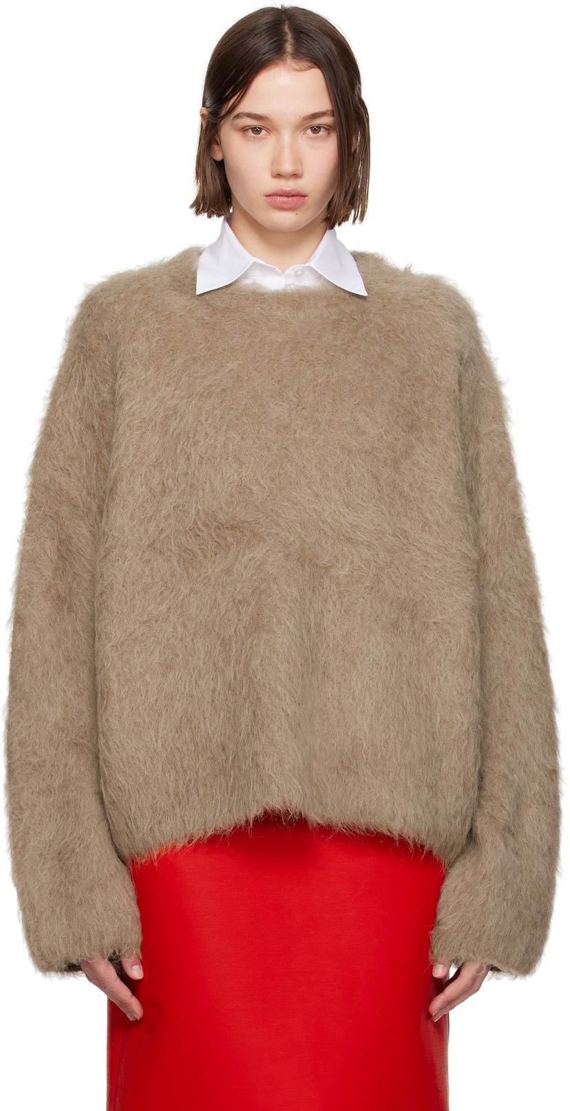 Pleteni pulover TOTEME Boxy Alpaca Knit Sweater Bež | 244-WRT873-YA0106