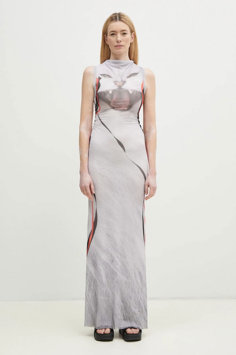 Obleke Ottolinger Ottolinger Mesh Maxi Dress Siva | 101.500301.02