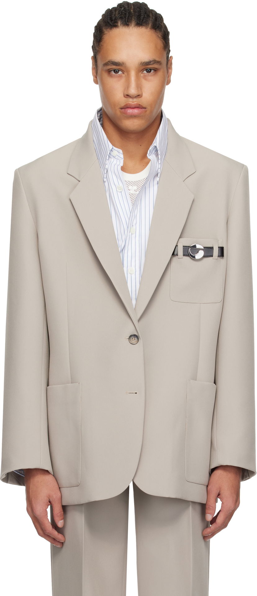 Jakna Coperni Coperni Tailored Blazer with Belted Pocket Bež | COPV69F3004MEN