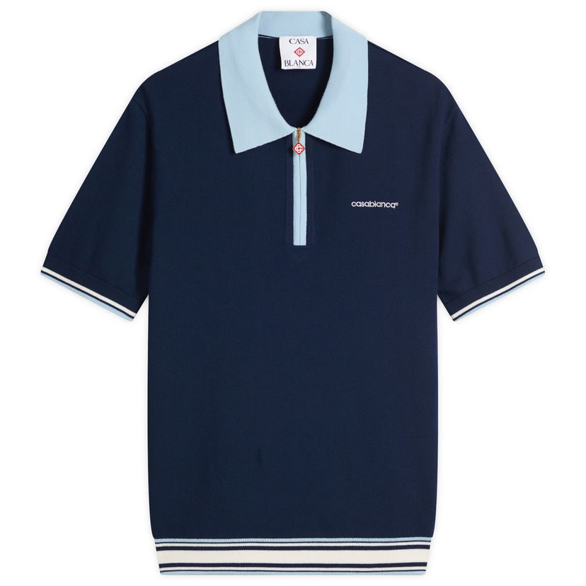 Polo majica Casablanca Casablanca Merino Tennis Polo, Size Large Modra | MPF25-KW-1002-BLU