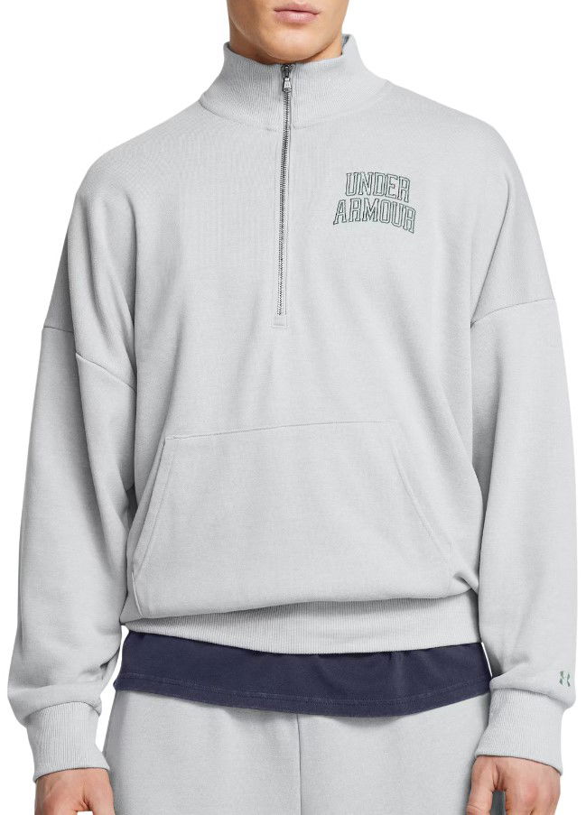 Pleteni pulover Under Armour Icon HWT Terry 1/2 Zip Sweatshirt Siva | 1386550-011