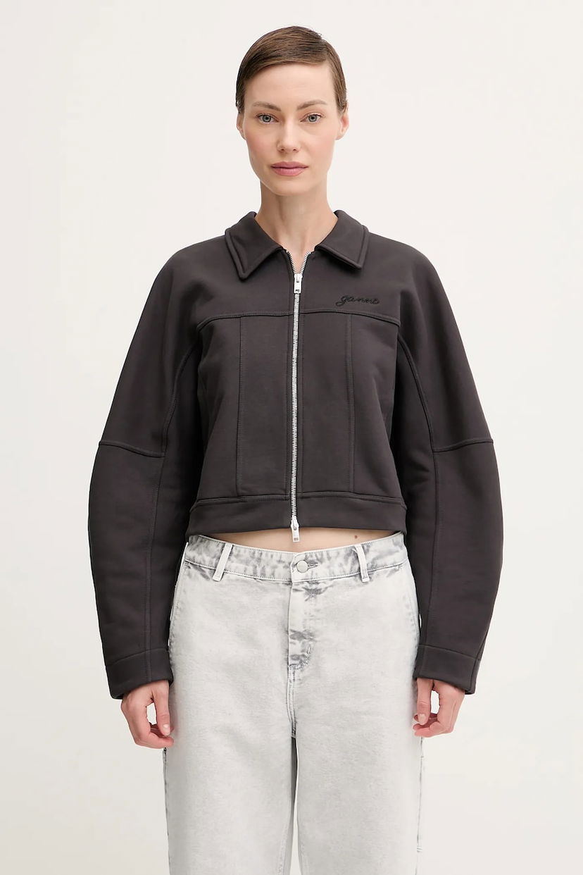 Bomber jakna GANNI GANNI Heavy Terry Jersey Bomber Jacket Črna | T4358