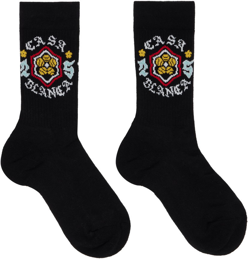 Nogavice Casablanca Emblem Socks Črna | A-AW25-ACC-010-05
