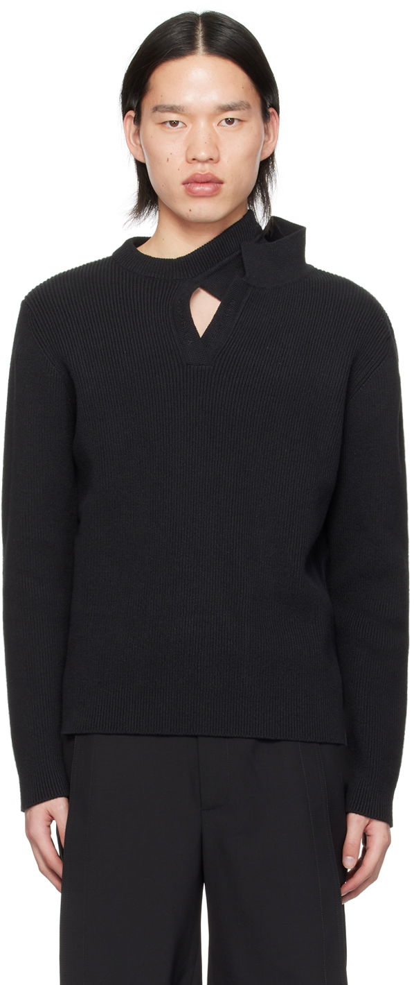 Pleteni pulover Y/PROJECT Cutout Sweater Črna | 206SW002