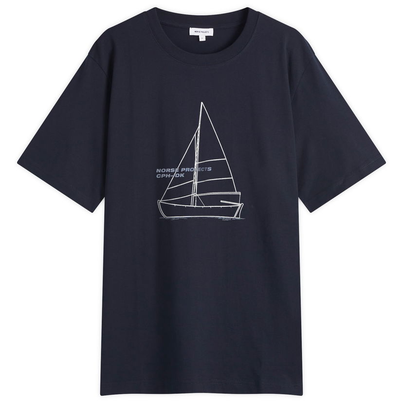 Majica NORSE PROJECTS Norse Projects Holger Boat Print T-Shirt, Size Large Mornarica | N01-0677-7004