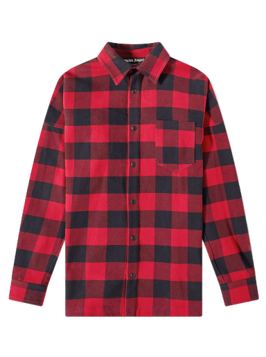 Srajce Palm Angels Curved Logo Overshirt Rdeča | PMES002C99FAB0012501