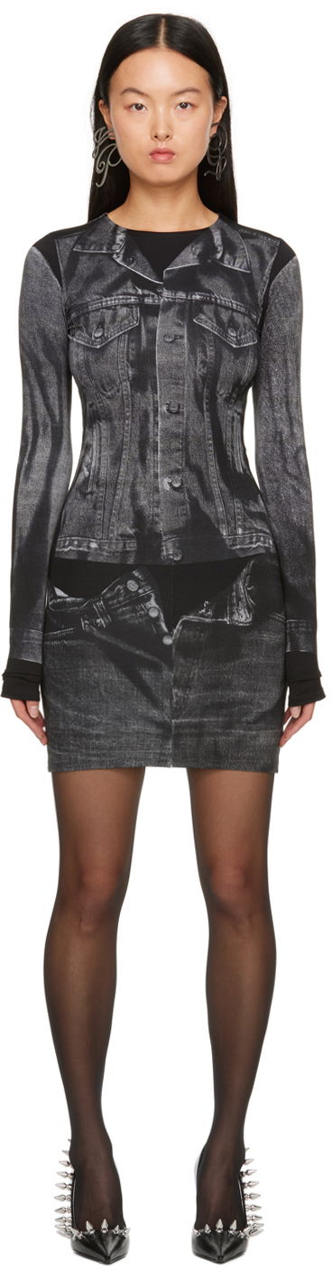Obleke Jean Paul Gaultier Jean Paul Gaultier Trompe L'œil Printed Minidress Črna | 23/15-F-RO076-J530-0002