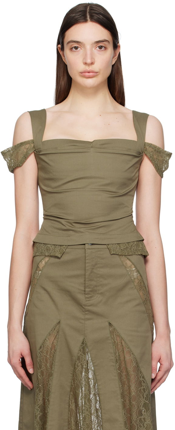 Krila Miaou Miaou Renata Lace-Trim Tank Top Zelena | 7133SPSHUN