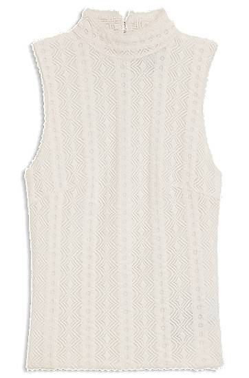 Majica brez rokavov BOSS Textured Mock Neck Sleeveless Top Bela | 50543556