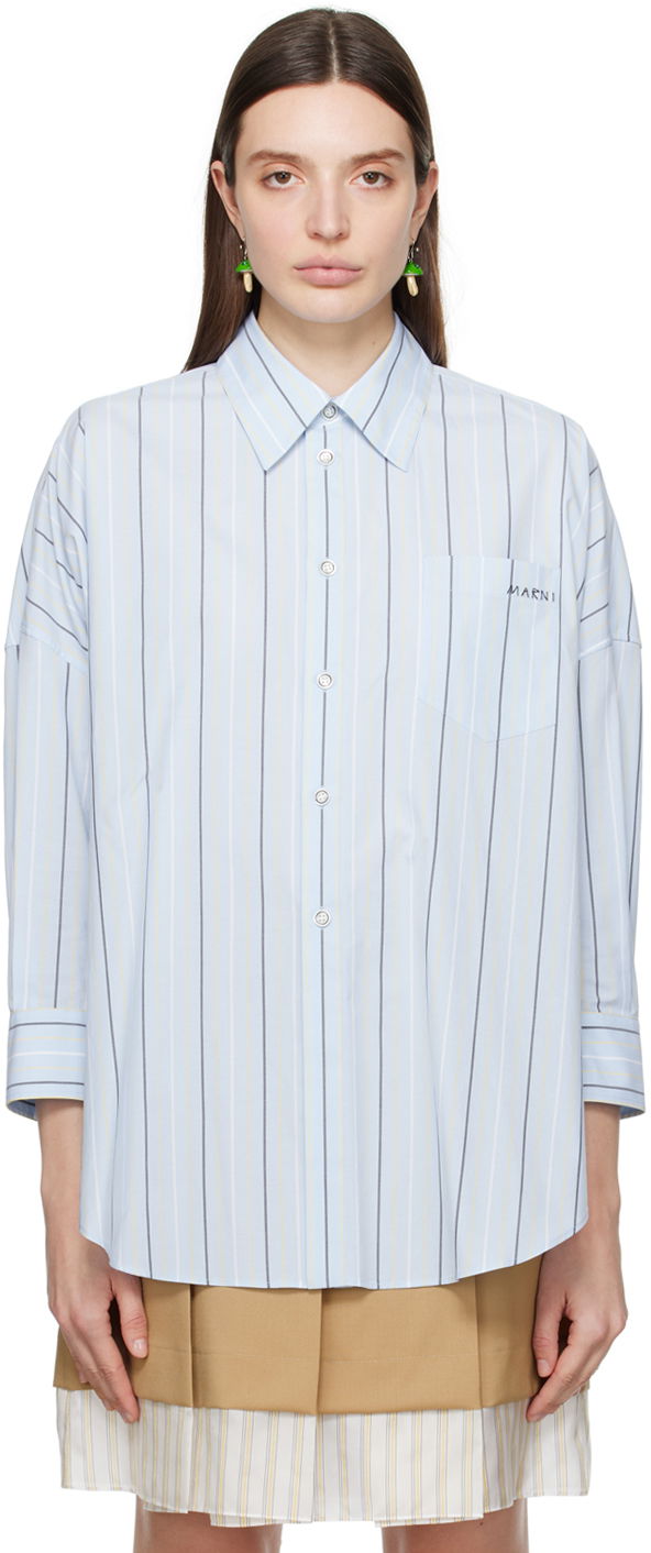 Srajce Marni Striped Shirt Modra | CAMA0567S0 UTC313