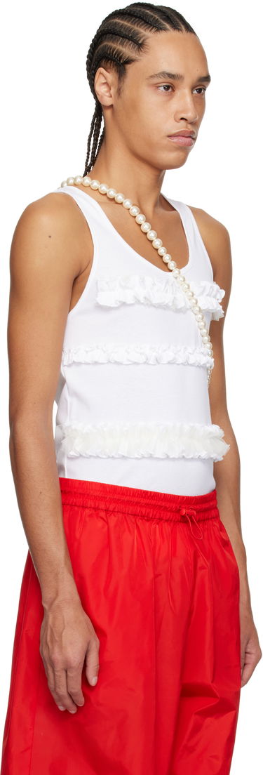 Majica brez rokavov Simone Rocha Simone Rocha Ruffle Frill Tank Top Bela | 5324F 0553, 1