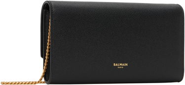 Torbica Balmain Balmain Emblème Grained Calfskin Wallet on Chain Črna | DN0ON225LGSR, 2