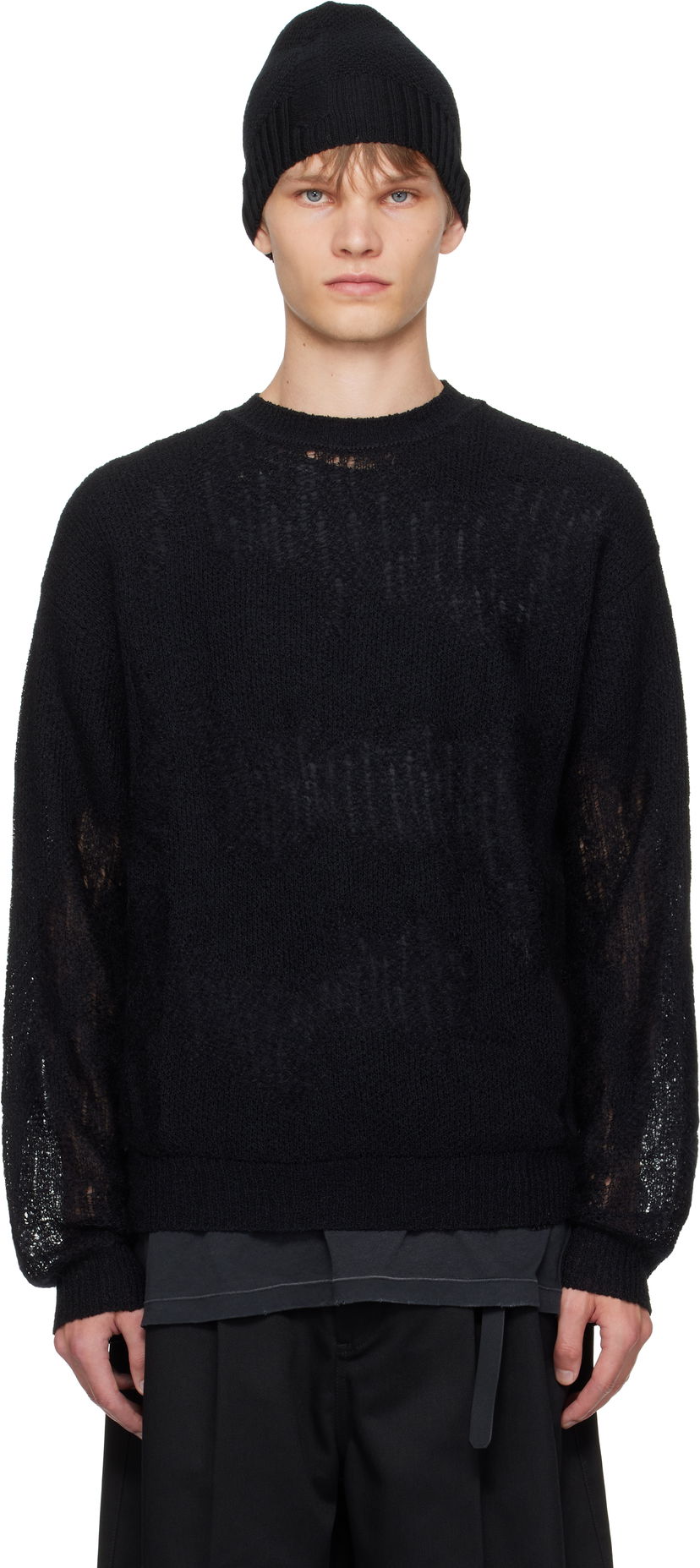 Pleteni pulover Ann Demeulemeester Ann Demeulemeester Kamillo Oversize Sweater Črna | B0013187-KN070-099