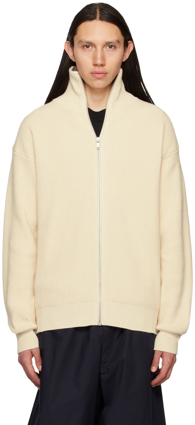 Pleteni pulover Jil Sander Jil Sander Zip Cardigan Bež | J47HP0001_J15365