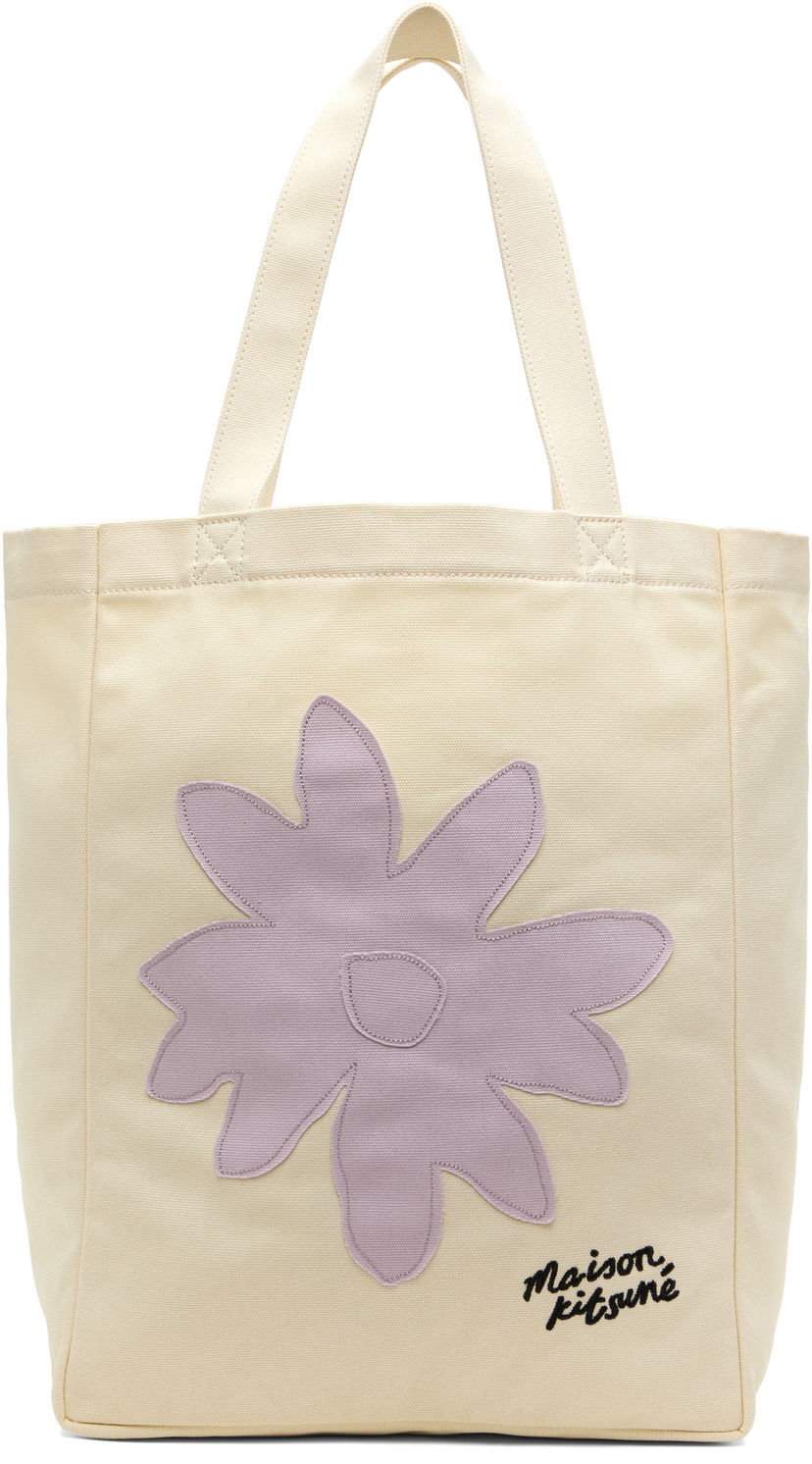 Tote bag MAISON KITSUNÉ Maison Kitsuné Daisy Flower Tote Bag Bež | OW05126WB0031