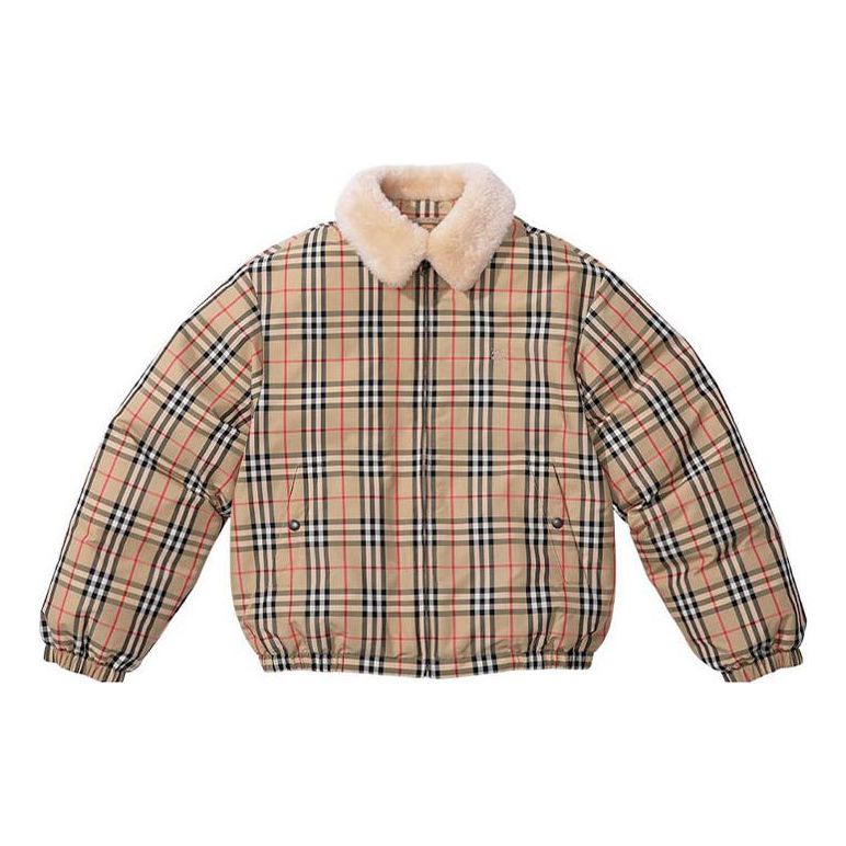 Bomber jakna Supreme Shearling Collar Down Puffer Jacket by Supreme x Burberry Bež | SUP-SS22-157