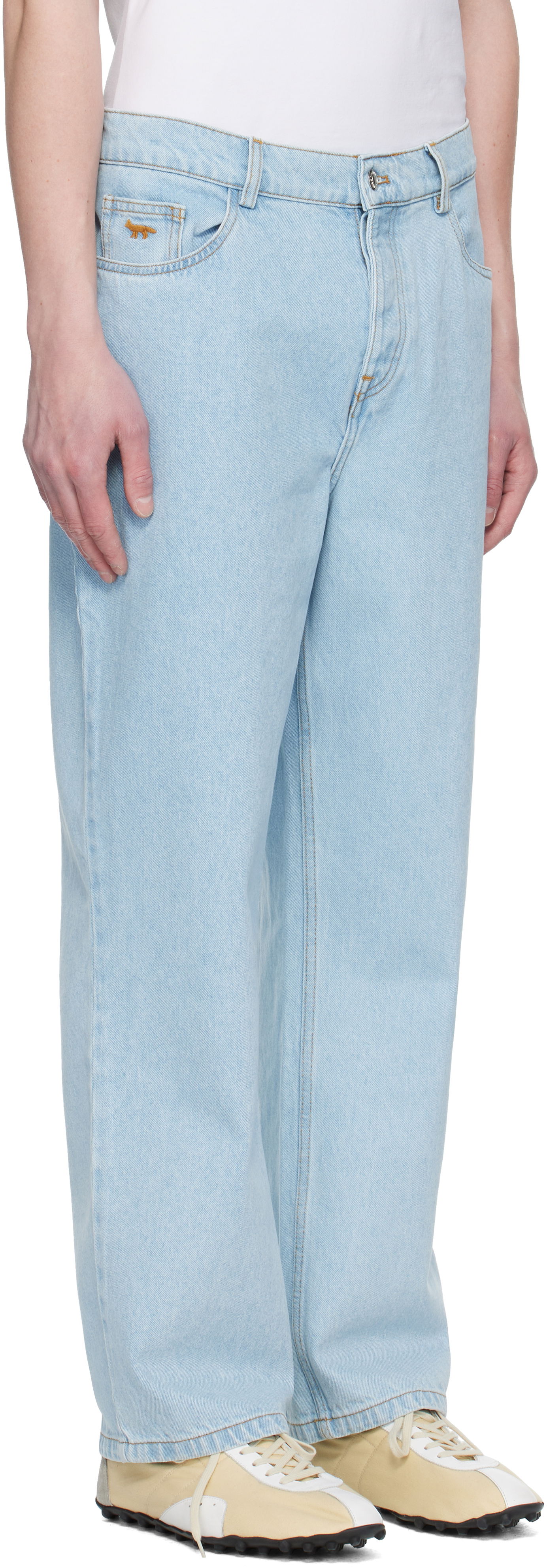Kavbojke MAISON KITSUNÉ Maison Kitsuné Relaxed Jeans Modra | OM01105WD4009, 1