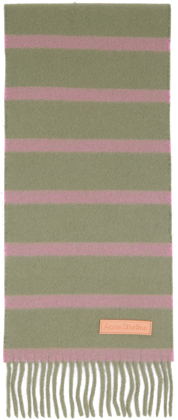 Oblačila Acne Studios Green & Pink Striped Scarf Bež | CA0280-