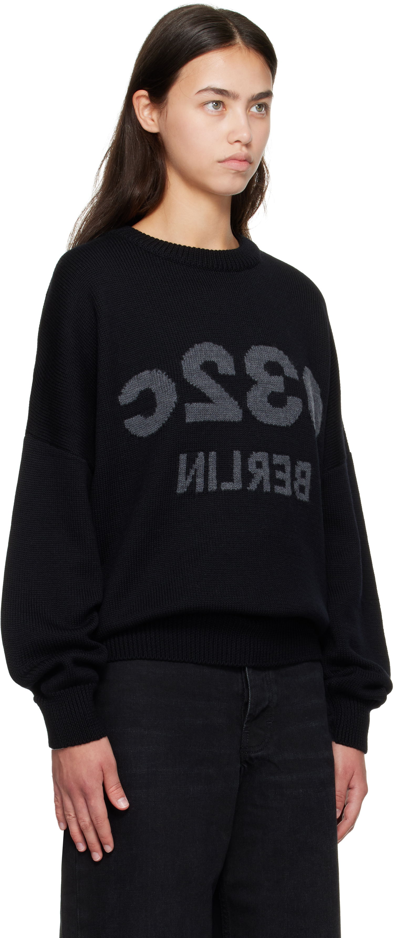Pleteni pulover 032C 032c Selfie Knit Sweater Črna | F25-URK-1511-000-W, 1