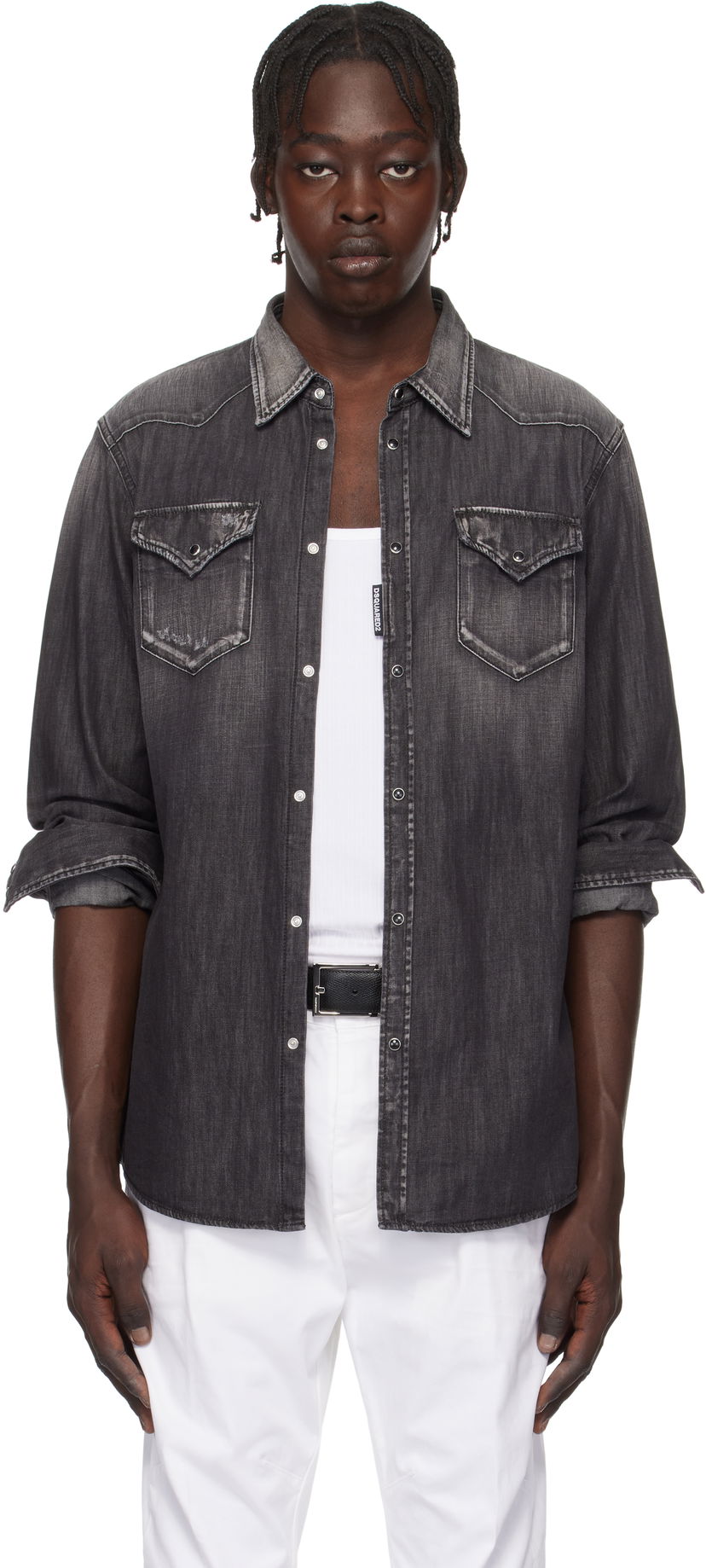 Srajce DSQUARED2 Dsquared2 Classic Western Denim Shirt Siva | S74DM0848_S30826
