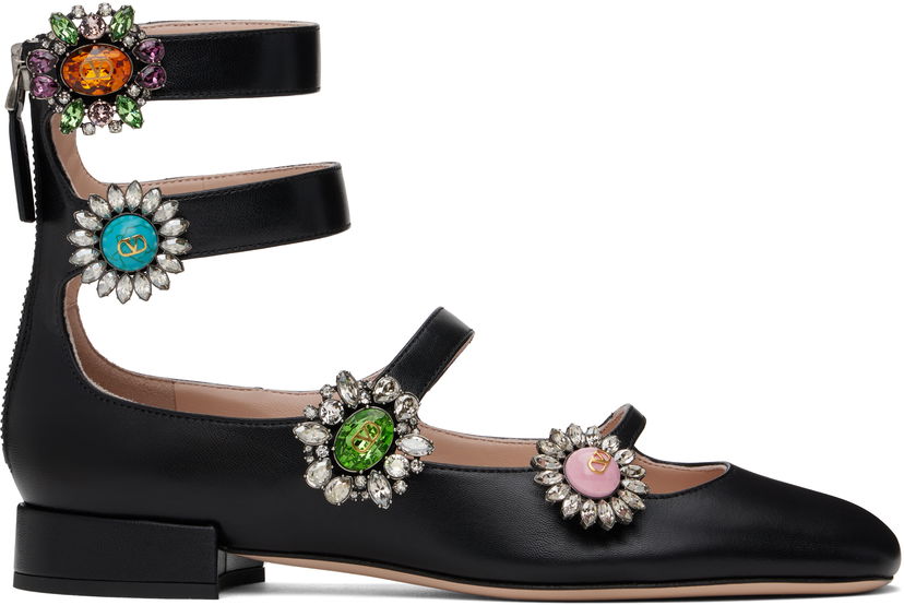 Superge in čevlji Valentino Valentino Garavani Preshoes Ballerinas with Crystal Embellishments Črna | 6W2S0LL9DHS