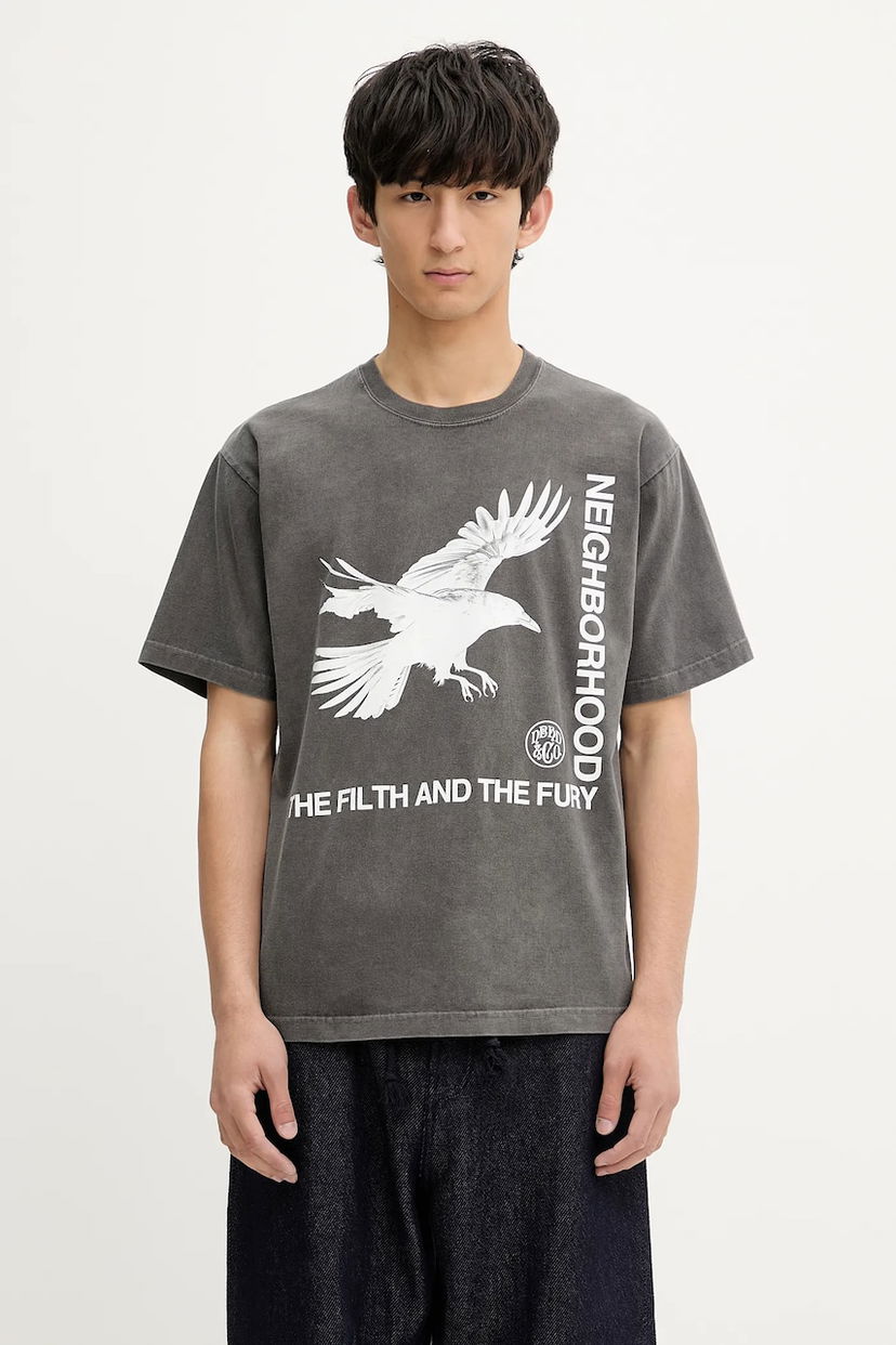 Majica Neighborhood NEIGHBORHOOD NH . TEE SS-5 Graphic Print T-Shirt Siva | 251PCNH.ST05