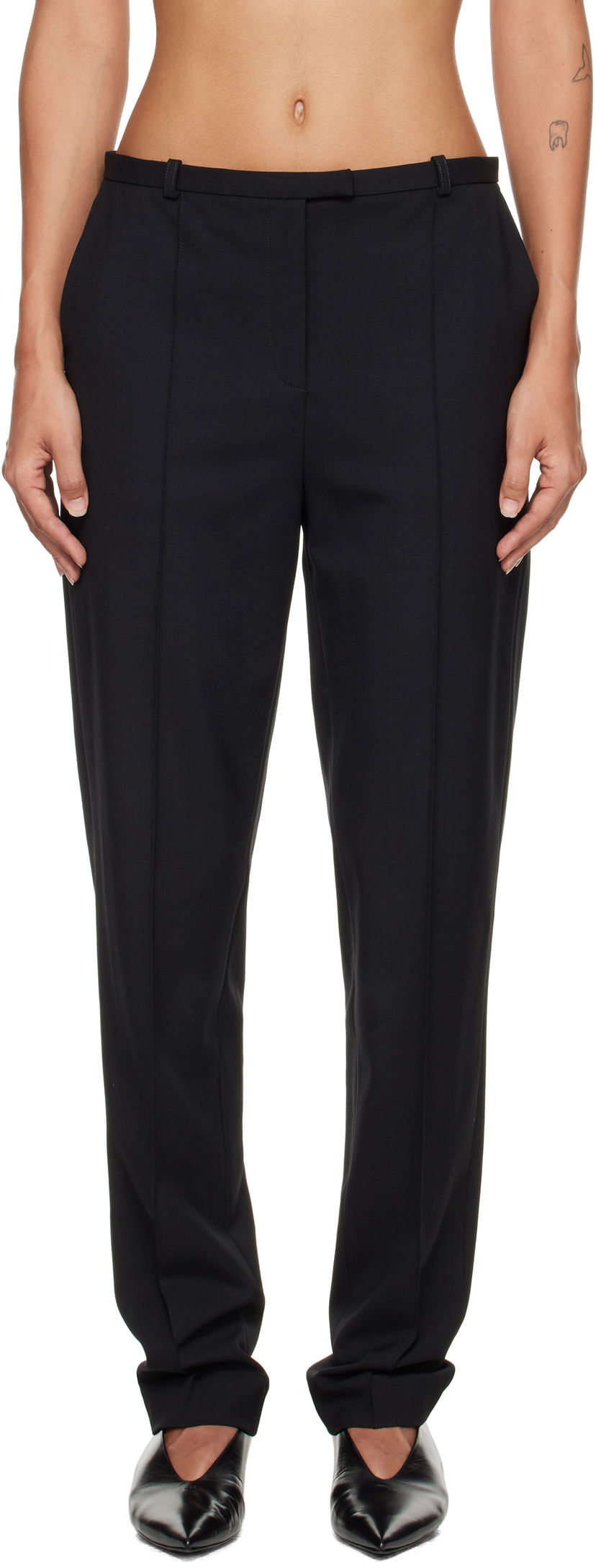 Hlače Loulou de Saison Loulou de Saison Malka Fitted Trousers Črna | MALKA