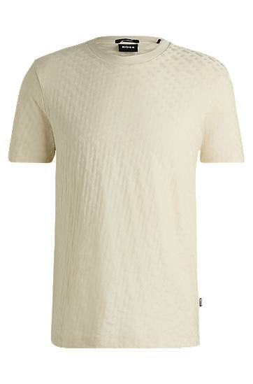 Majica BOSS BOSS Monogram-Jacquard Mercerized Cotton T-Shirt Bež | 50537131