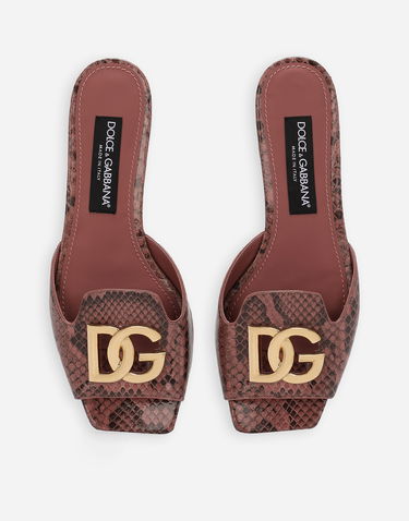 Modni dodatki Dolce & Gabbana Dolce & Gabbana Python Skin Slides with DG Buckle Roza | CQ0593A2Y688H415, 3