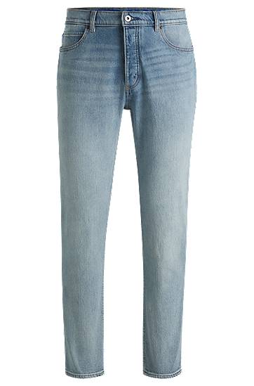 Kavbojke BOSS Tapered-Fit Stretch Denim Jeans Modra | 50529224