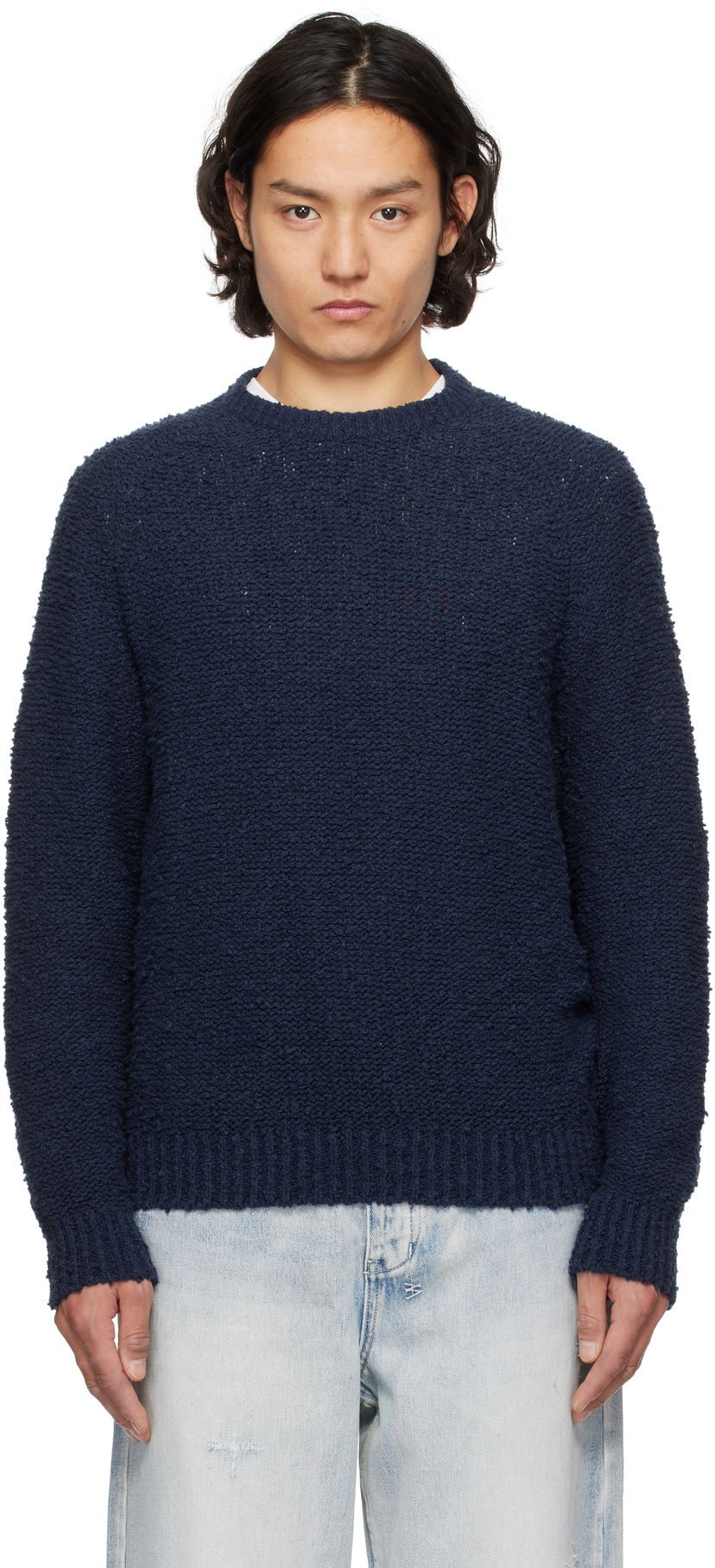 Pleteni pulover Noah Noah Popcorn Yarn Sweater Mornarica | SW090SS25BLU