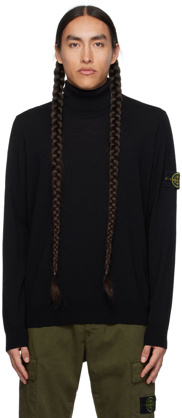 Pleteni pulover Stone Island Patch Črna | 7915525C4, 0