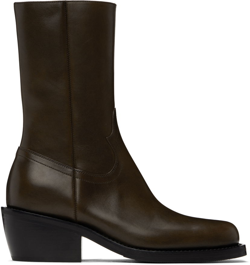 Superge in čevlji Dries Van Noten Dries Van Noten Mid-Calf Leather Boots Rjava | MS242-753