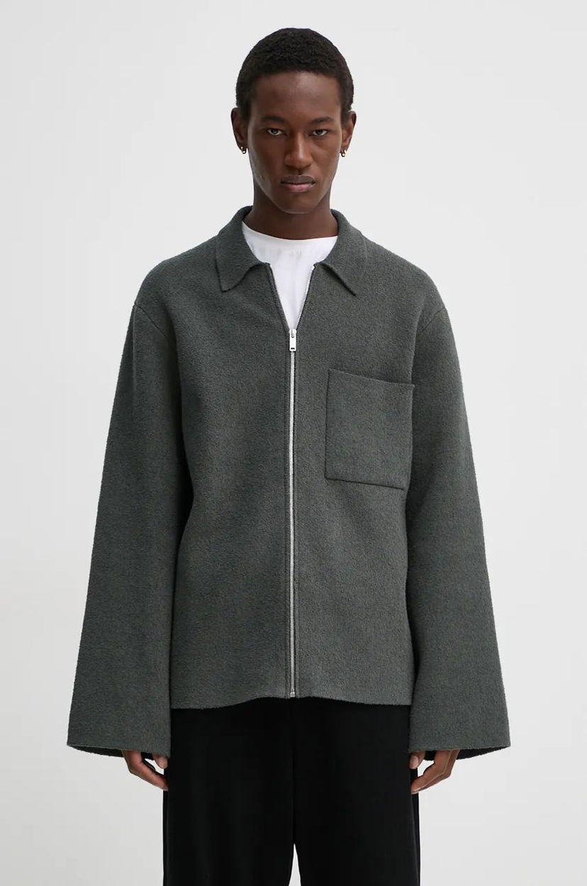 Pleteni pulover Nanushka BELMER Zip Up Jacket Zelena | NM24PFSW00194