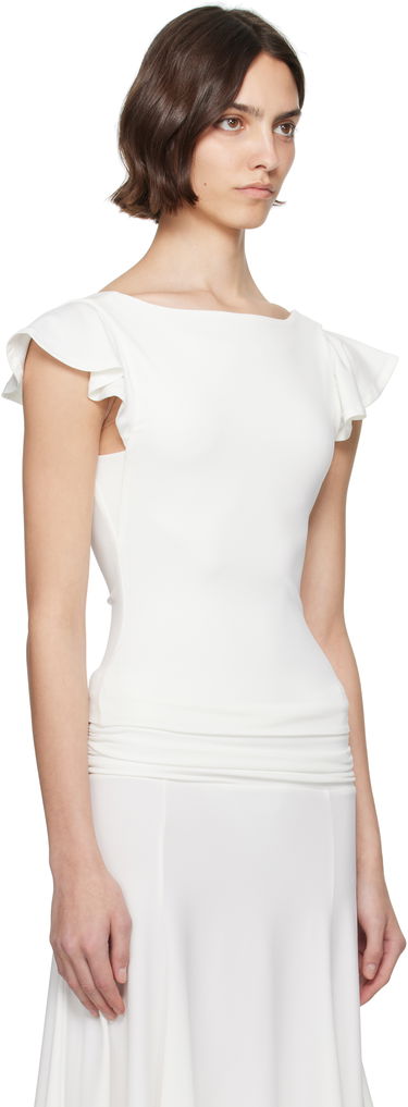 Krop-top GUIZIO Guizio Soffiano Flutter Sleeve Top Rdeča | S25143K012, 4