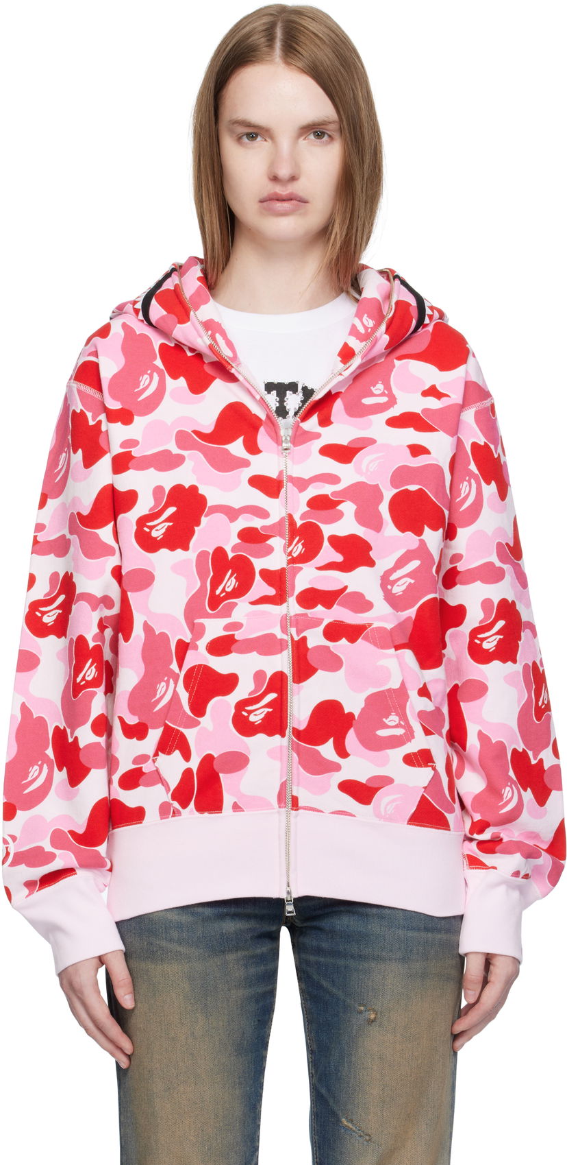 Pulover BAPE A Bathing Ape ABC Camo Shark Full Zip Hoodie Roza | 001ZPL302003L