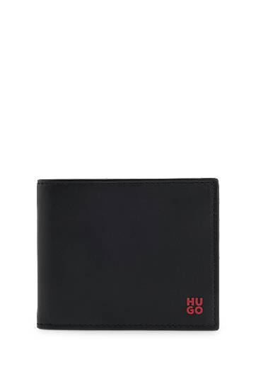 Denarnica BOSS Leather wallet with stacked logo Črna | 50548300