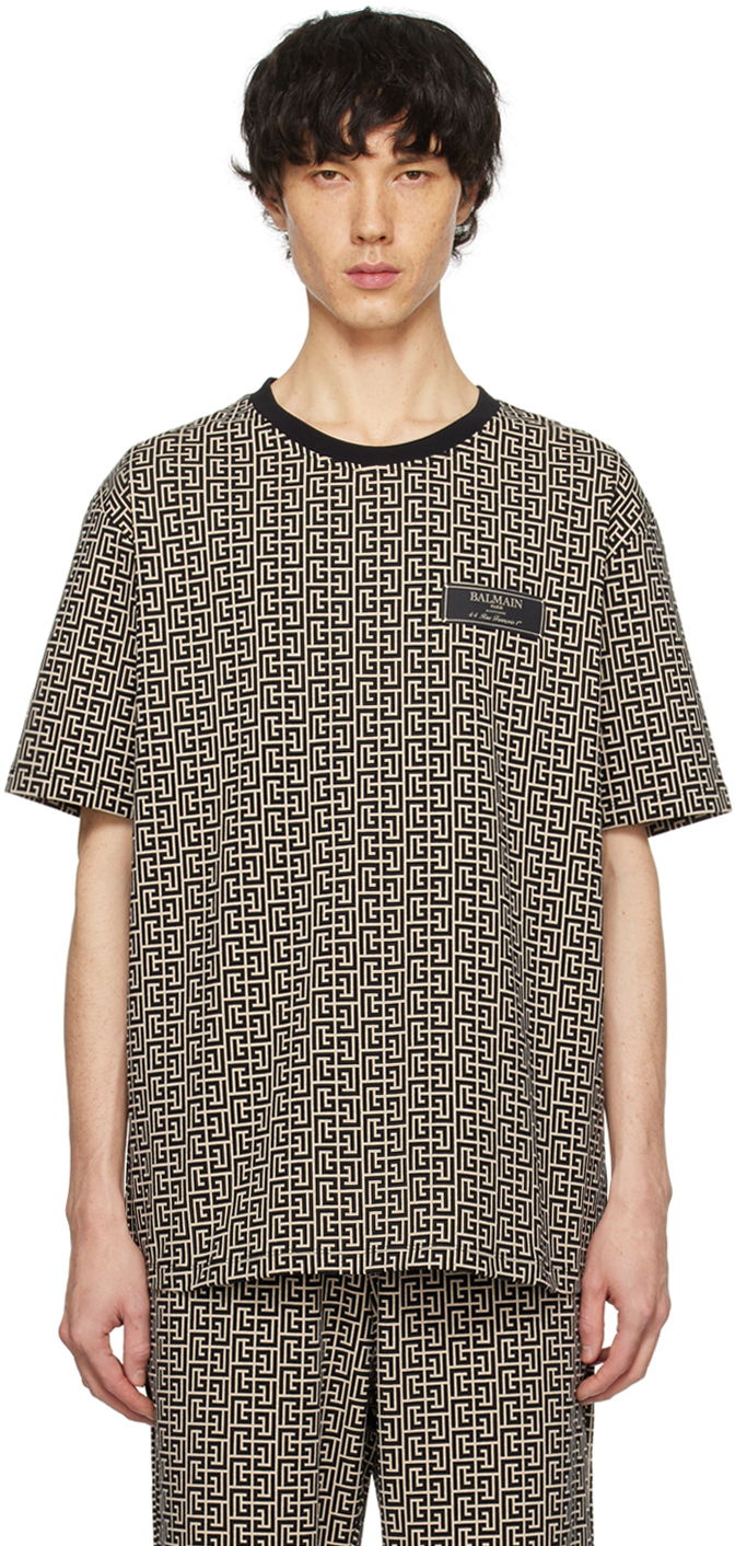 Majica Balmain Monogram T-Shirt Črna | CH1EG000JC97, 0